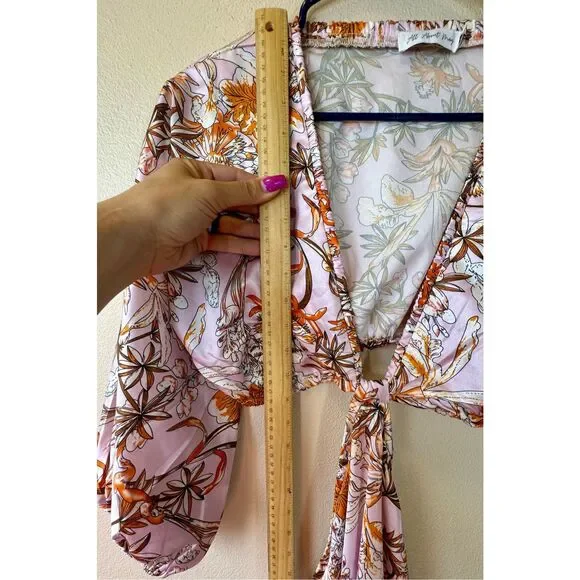 Hello Molly Don't Stop Me Mid-Riff Cut Out Puffy Sleeve Midi Dress Size 6 - Picture 9 of 14